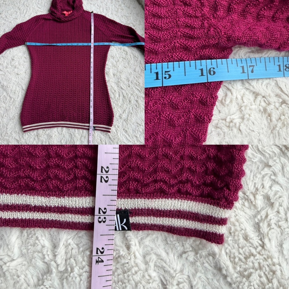 Krimson Klover Permafrost Sweater Hoodie Plumberry Magenta Wool Textured Knit XS - Picture 5 of 11